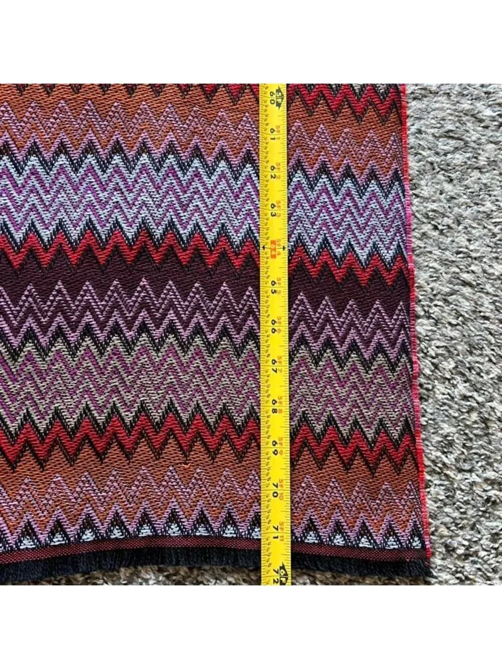 Missoni Italian Scarf Red Purple Zigzag Geometric Boho Wool Blend Chic Elegant